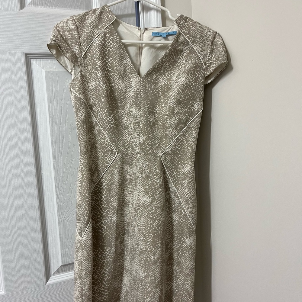 ANTONIO MELANI Beige Textured Midi Dress